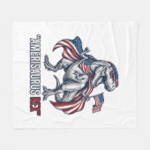 Patriottische T-Rex Amerisaurus Rex Witte Shirt On Fleece Deken (Voorkant (Horizontaal))