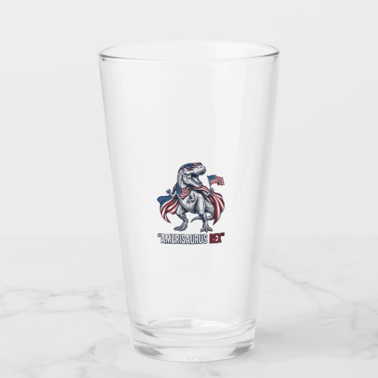 Patriottische T-Rex Amerisaurus Rex Witte Shirt On Glas (Voorkant)