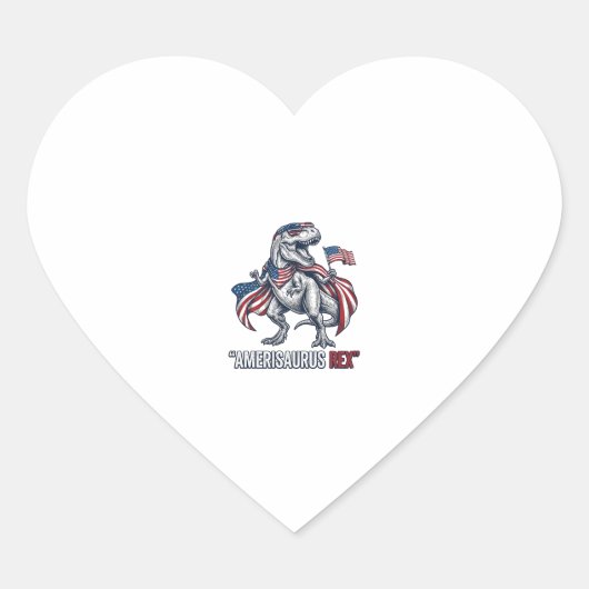Patriottische T-Rex Amerisaurus Rex Witte Shirt On Hart Sticker (Voorkant)