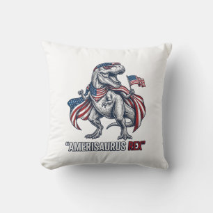 Patriottische T-Rex Amerisaurus Rex Witte Shirt On Kussen