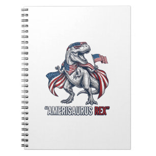 Patriottische T-Rex Amerisaurus Rex Witte Shirt On Notitieboek