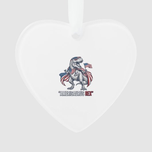 Patriottische T-Rex Amerisaurus Rex Witte Shirt On Ornament (voorkant)