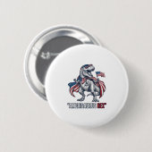 Patriottische T-Rex Amerisaurus Rex Witte Shirt On Ronde Button 5,7 Cm (Voorkant /achterkant)