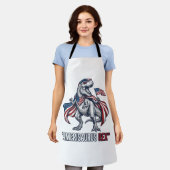 Patriottische T-Rex Amerisaurus Rex Witte Shirt On Schort (Gedragen)