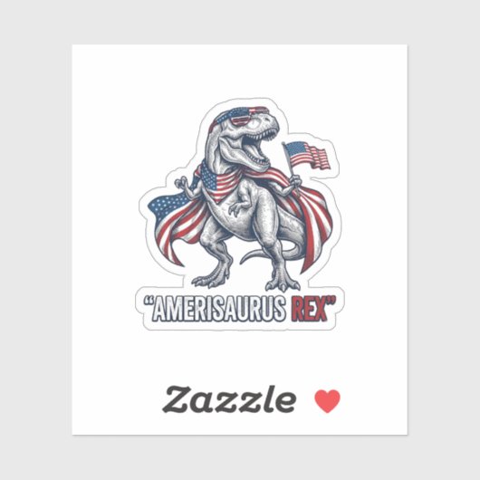 Patriottische T-Rex Amerisaurus Rex Witte Shirt On Sticker (Vel)