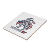 Patriottische T-Rex Amerisaurus Rex Witte Shirt On Tegeltje (Zijkant)