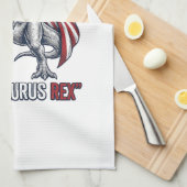 Patriottische T-Rex Amerisaurus Rex Witte Shirt On Theedoek (Quarter Fold)