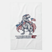 Patriottische T-Rex Amerisaurus Rex Witte Shirt On Theedoek (Verticaal)