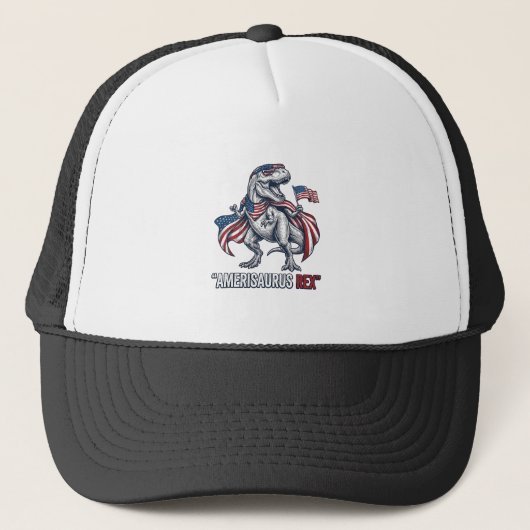 Patriottische T-Rex Amerisaurus Rex Witte Shirt On Trucker Pet (Voorkant)