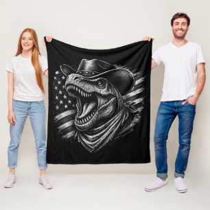 Patriottische T-Rex Cowboy-Amerikaanse Vlag Dinosa Fleece Deken
