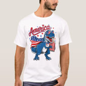 Patriottische T-Rex Popcorn Flag Shirt (Voorkant)