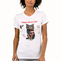 Patriottische Tabby Cat T-shirt, Amerikaanse vlag