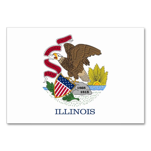 Patriottische tabelkaart met vlag van Illinois Kaart (Voorkant)