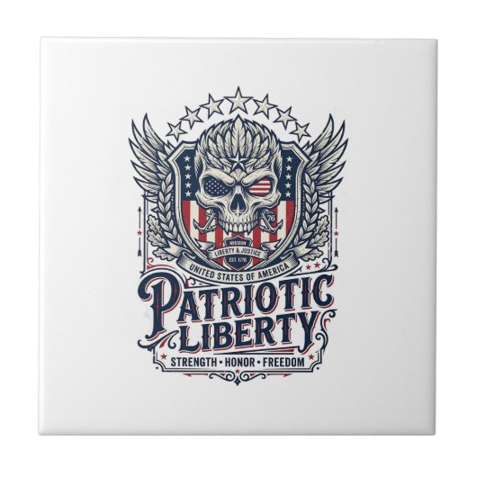 Patriottische Tactische Adelaar Schedel Militaire Tegeltje (Voorkant)