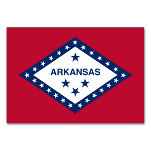 Patriottische tafelkaart met vlag van Arkansas Kaart