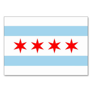 Patriottische tafelkaart met vlag van Chicago Kaart