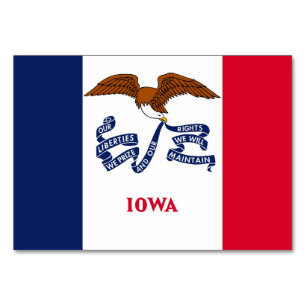 Patriottische tafelkaart met vlag van Iowa Kaart