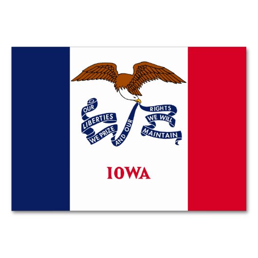 Patriottische tafelkaart met vlag van Iowa Kaart (Voorkant)