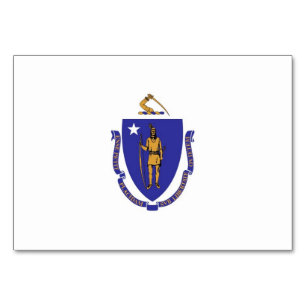 Patriottische tafelkaart met vlag van Massachusett Kaart