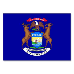 Patriottische tafelkaart met vlag van Michigan Kaart