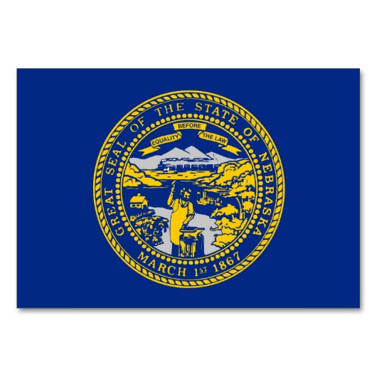 Patriottische tafelkaart met vlag van Nebraska Kaart (Voorkant)