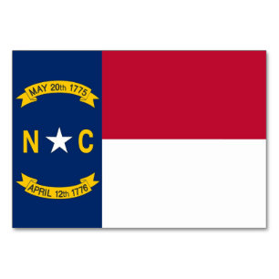 Patriottische tafelkaart met vlag van North Caroli Kaart