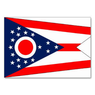 Patriottische tafelkaart met vlag van Ohio Kaart