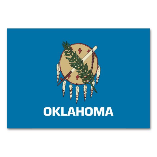 Patriottische tafelkaart met vlag van Oklahoma Kaart (Voorkant)