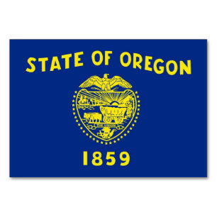 Patriottische tafelkaart met vlag van Oregon Kaart
