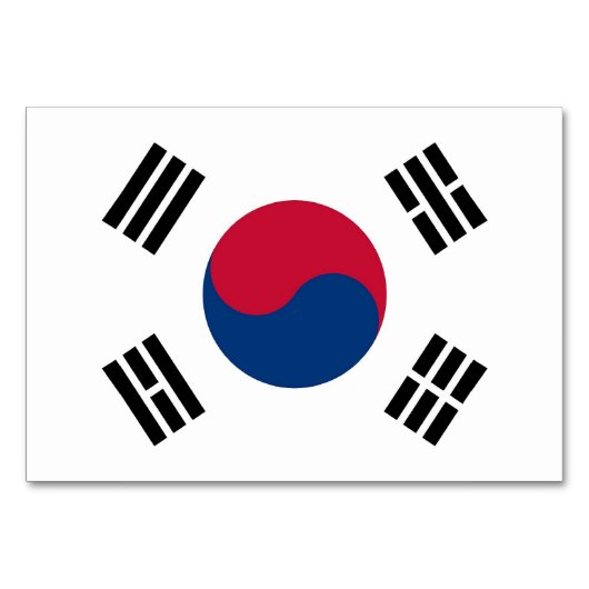Patriottische tafelkaart met vlag van Zuid-Korea Kaart (Voorkant)