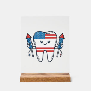 Patriottische Tand Mascotte Vuurwerk Vector Design Acryl Bord