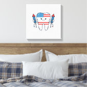 Patriottische Tand Mascotte Vuurwerk Vector Design Canvas Afdruk (Insitu (Slaapkamer))