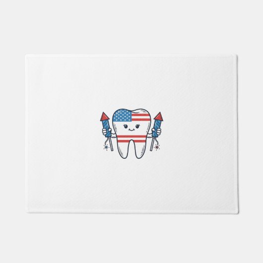 Patriottische Tand Mascotte Vuurwerk Vector Design Deurmat (Voorkant)