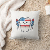 Patriottische Tand Mascotte Vuurwerk Vector Design Kussen (Deken)