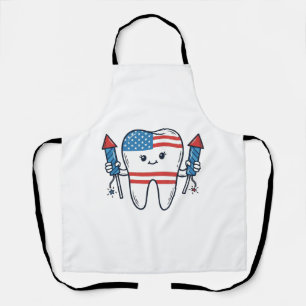 Patriottische Tand Mascotte Vuurwerk Vector Design Schort