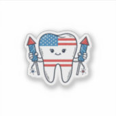 Patriottische Tand Mascotte Vuurwerk Vector Design Sticker (Voorkant)