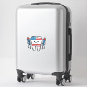 Patriottische Tand Mascotte Vuurwerk Vector Design Sticker (Koffer)