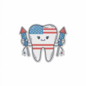Patriottische Tand Mascotte Vuurwerk Vector Design Sticker (Voorkant)