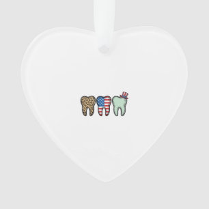 Patriottische Tandarts Tand Vintage Luipaard Shirt Ornament