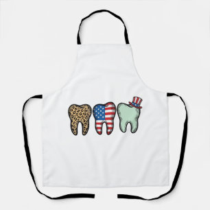 Patriottische Tandarts Tand Vintage Luipaard Shirt Schort