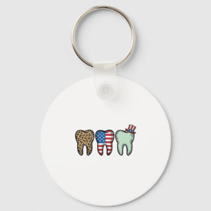 Patriottische Tandarts Tand Vintage Luipaard Shirt Sleutelhanger