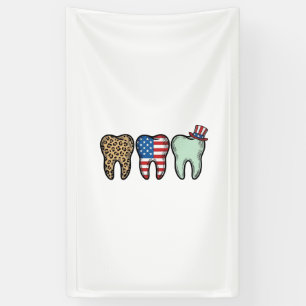 Patriottische Tandarts Tand Vintage Luipaard Shirt Spandoek