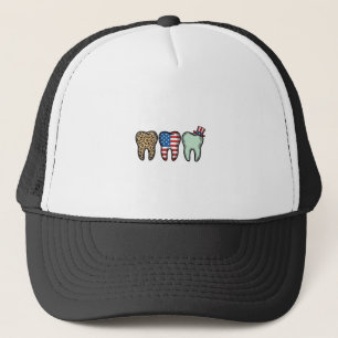 Patriottische Tandarts Tand Vintage Luipaard Shirt Trucker Pet