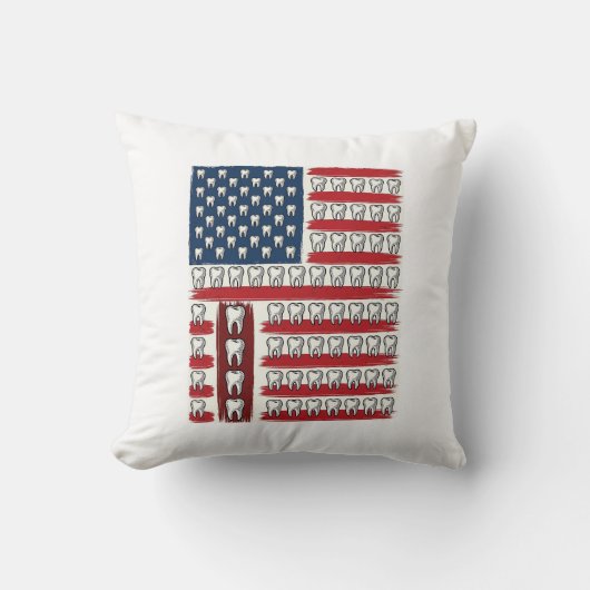 Patriottische Tandarts Tand Vlag Kussen (Voorkant)