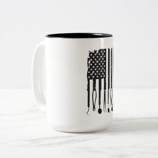 Patriottische tandheelkundige tandheelkundige Amer Tweekleurige Koffiemok (Voorkant links)