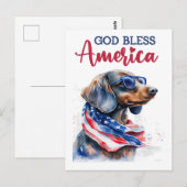 Patriottische Teckel, God zegene Amerika Briefkaar Briefkaart (Voorkant / Achterkant)