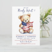 Patriottische teddybeer rood wit blauw Baby shower Kaart (Staand voorkant)