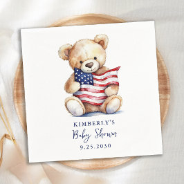 Patriottische teddybeer rood wit blauw Baby shower Servet