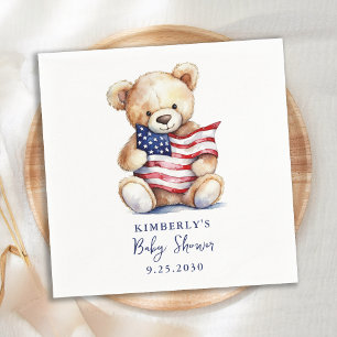 Patriottische teddybeer rood wit blauw Baby shower Servet