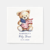 Patriottische teddybeer rood wit blauw Baby shower Servet (Voorkant)